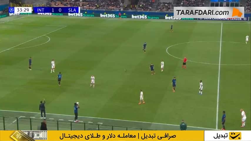 گل دنزل دومفریز به اسلاویا پراگ روی حرکت زیبای تورام (اینتر 2-0 اسلاویا پراگ)