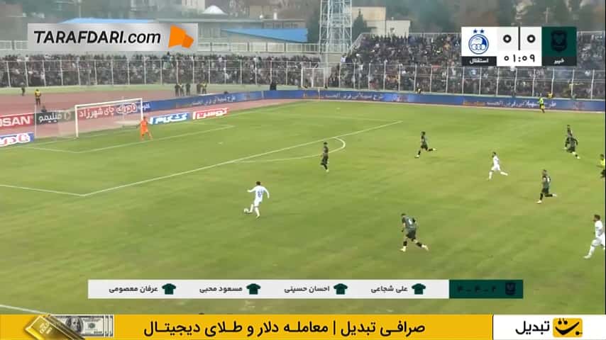 گل یاسر آسانی به خیبر از روی نقطه پنالتی (خیبر خرم آباد 0-1 استقلال)