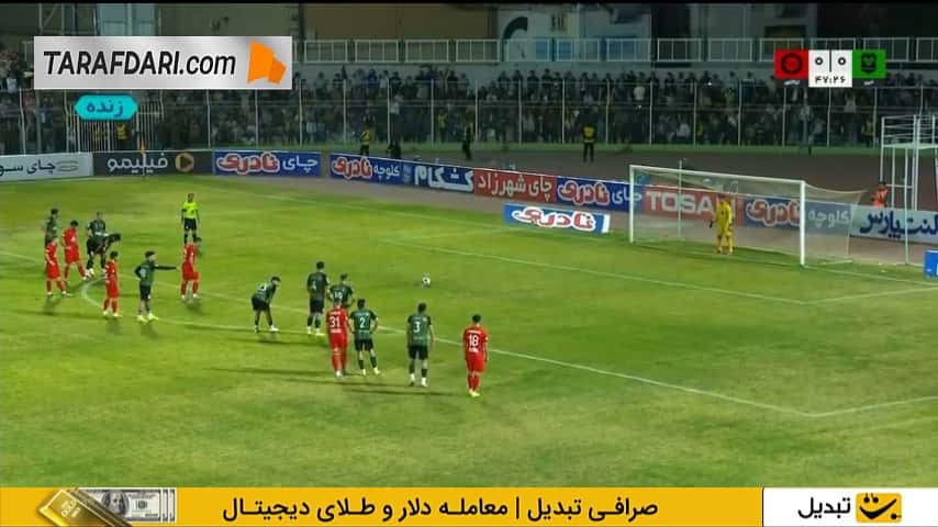 گل امیرحسین حسین زاده به خیبر از روی نقطه پنالتی (خیبر 0-1 تراکتور)