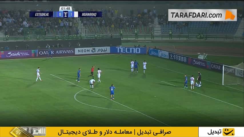 عصبانیت و درگیری مونیر الحدادی با بازیکنان المحرق به دلیل اتلاف وقت بازیکنان تیم بحرینی