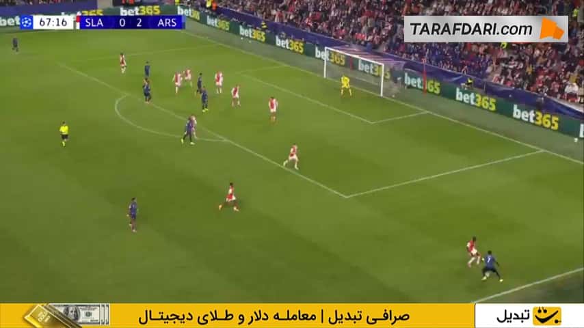 گل دوم میکل مرینو به اسلاویا پراگ (اسلاویا پراگ 0-3 آرسنال)