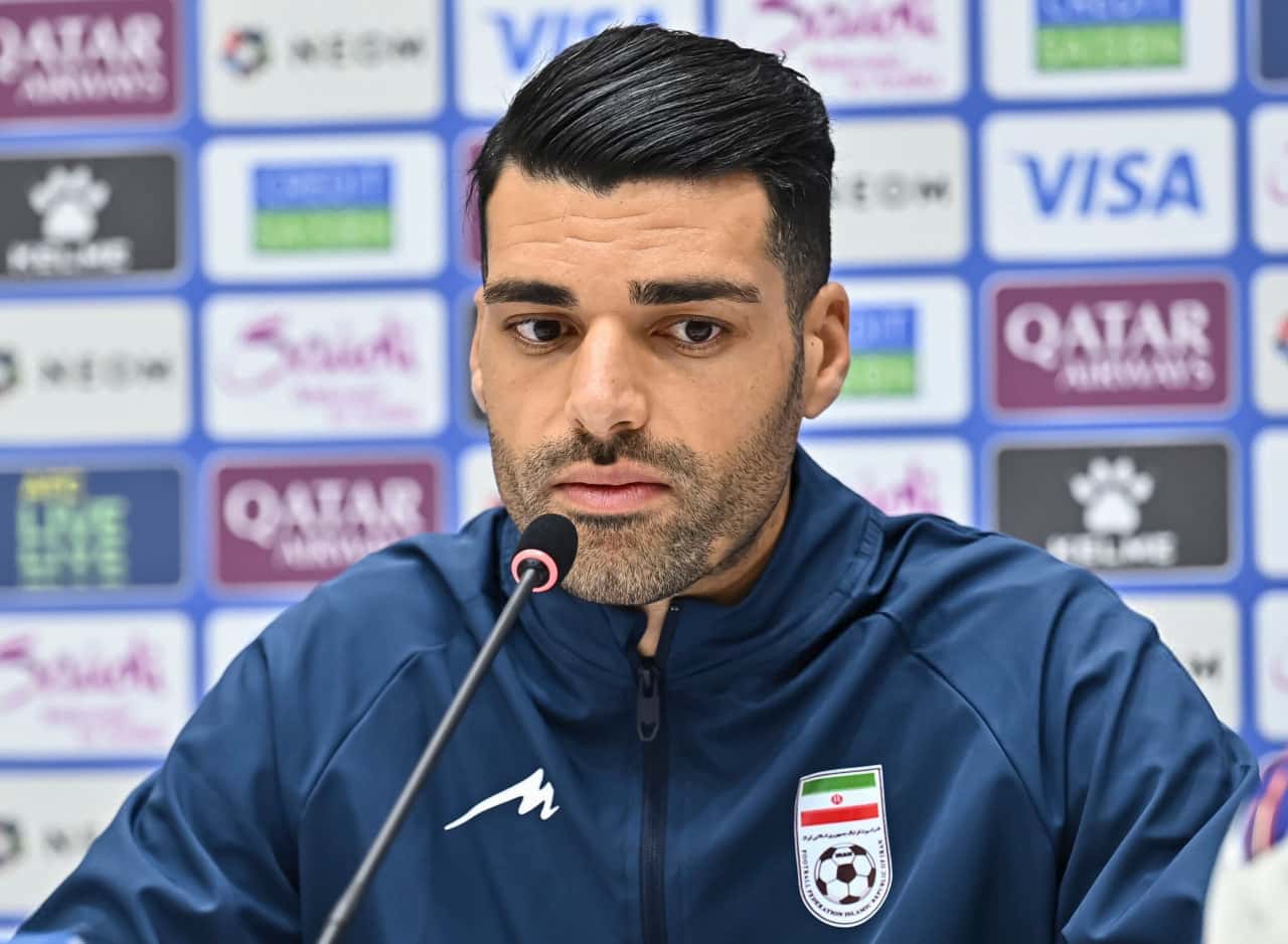مهدی طارمی مهاجم تیم ملی ایران در کنفرانس خبری قبل از بازی با قطر