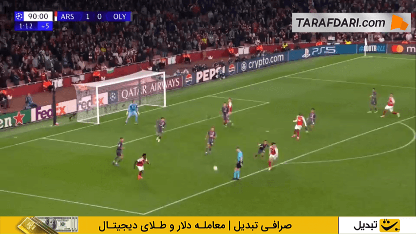 گل بوکایو ساکا به المپیاکوس (آرسنال 2-0 المپیاکوس)