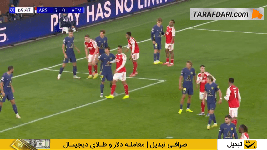 باز هم از روی نقطه کرنر؛ گل دوم ویکتور یوکرس به اتلتیکو مادرید (آرسنال 4-0 اتلتیکو مادرید)