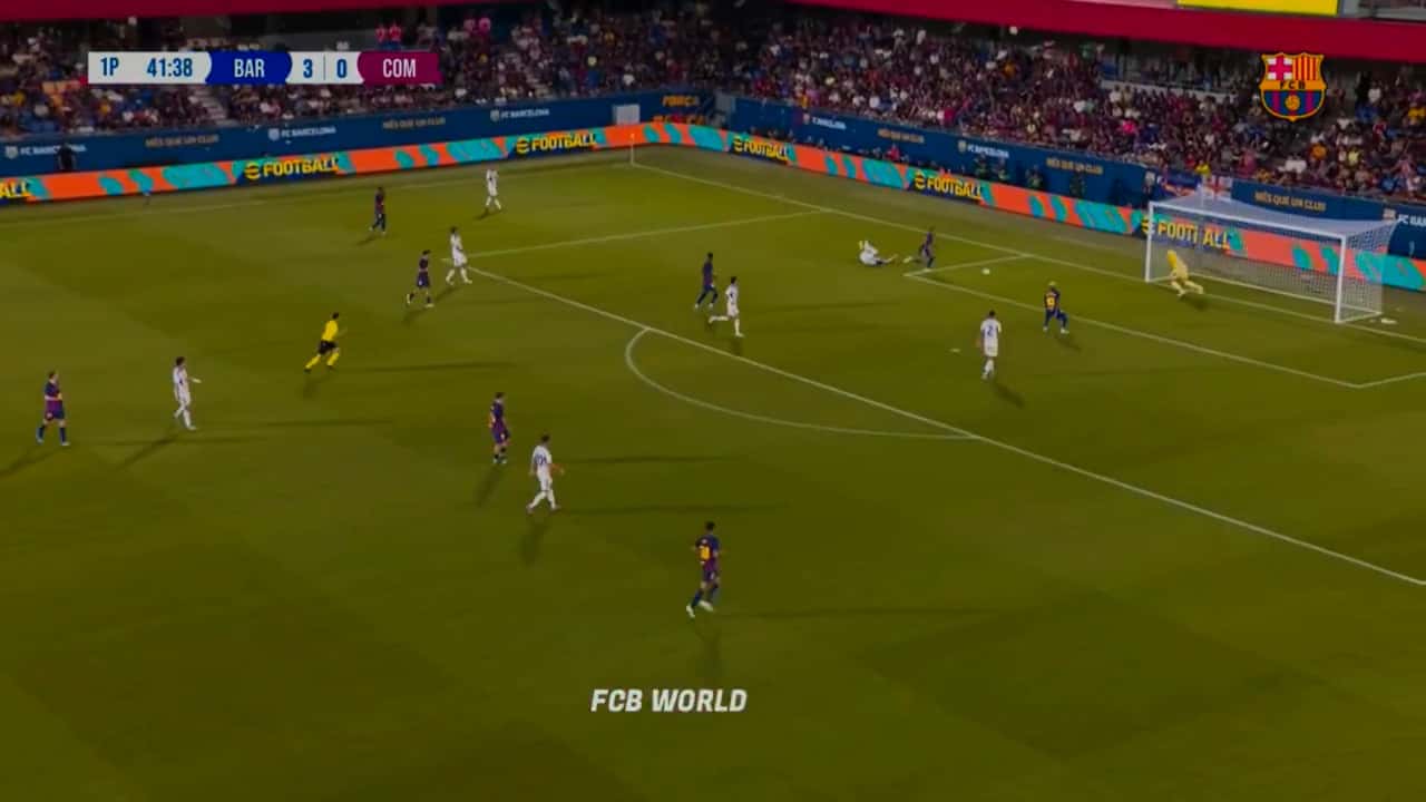 گل لامین یامال به کومو روی اشتباه مدافعین حریف (بارسلونا 4-0 کومو)