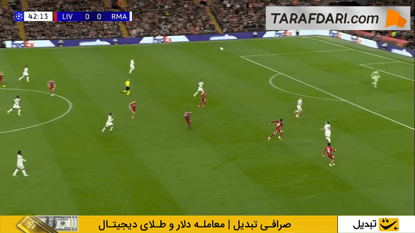 واکنش تماشایی تیبو کورتوا و مهار شلیک دیدنی دومینیک سوبوسلای (لیورپول 0-0 رئال مادرید)