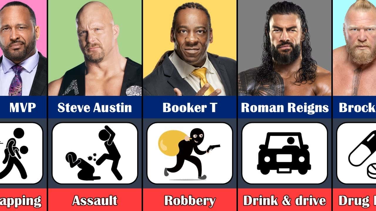 کشتیگیران WWE با سابقه دستگیری - رومن رینز - بوکرتی - استون کلد استیو آستین - براک لزنر