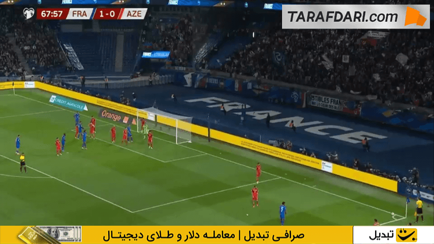 پاس گل کیلیان امباپه و گل آدریان رابیو به آذربایجان (فرانسه 2-0 آذربایجان)