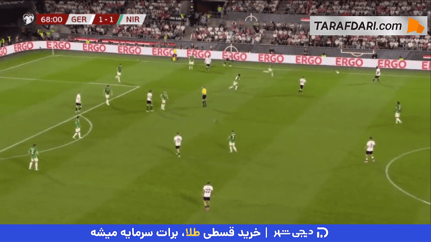 گل ندیم امیری به ایرلند شمالی روی پاس در عمق زیبای داوید رائوم و اشتباه دروازهبان حریف (آلمان 2-1 ایرلند شمالی)
