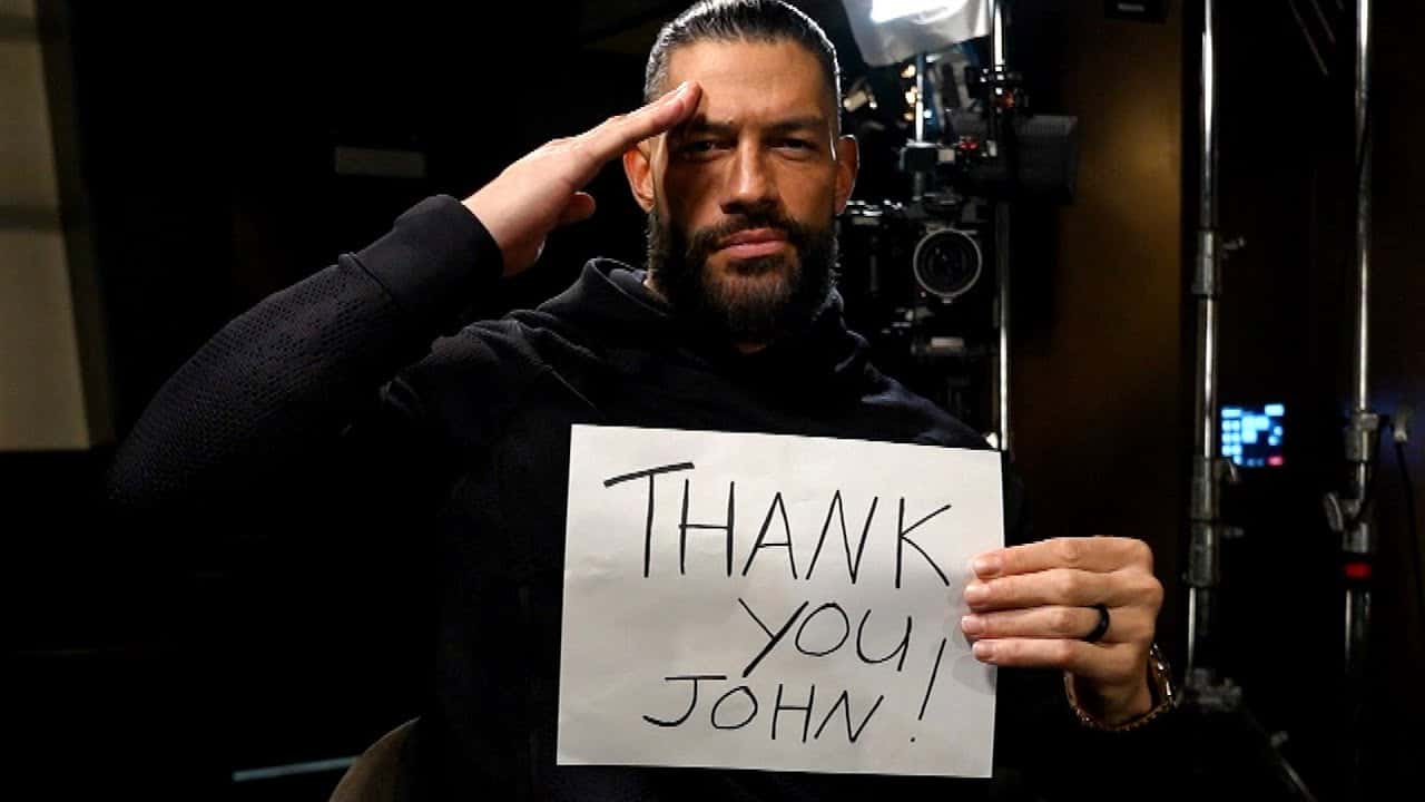 قدردانی رومن رینز، ستاره WWE از جان سینا