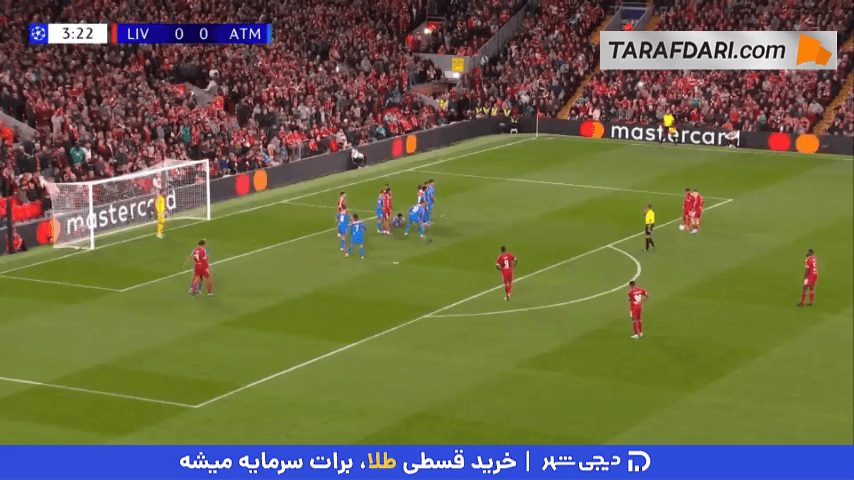 ضربه محمد صلاح و گل اندی رابرتسون به اتلتیکو مادرید پس از برخورد اتفاقی به پای مدافع لیورپول (لیورپول 1-0 اتلتیکو مادرید)