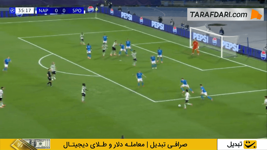 حرکت انفرادی دیدنی و پاس گل کوین دی بروین؛ گل راسموس هویلون به اسپورتینگ لیسبون (ناپولی 1-0 اسپورتینگ لیسبون)
