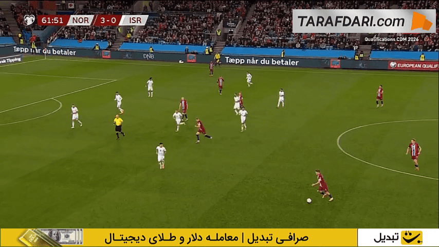 گل دوم ارلینگ هالند به اسرائیل (نروژ 4-0 اسرائیل)