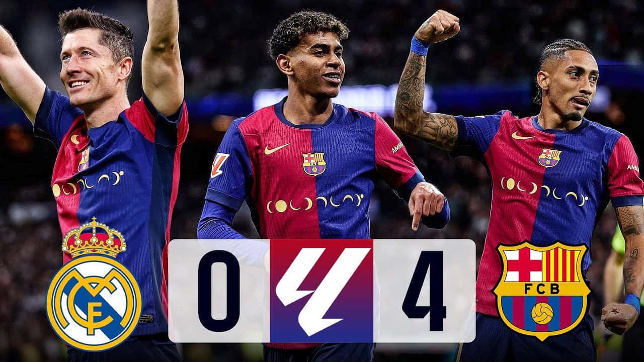 رئال مادرید 0-4 بارسلونا - رافینیا - روبرت لواندوفسکی - لامین یامال - ال کلاسیکو