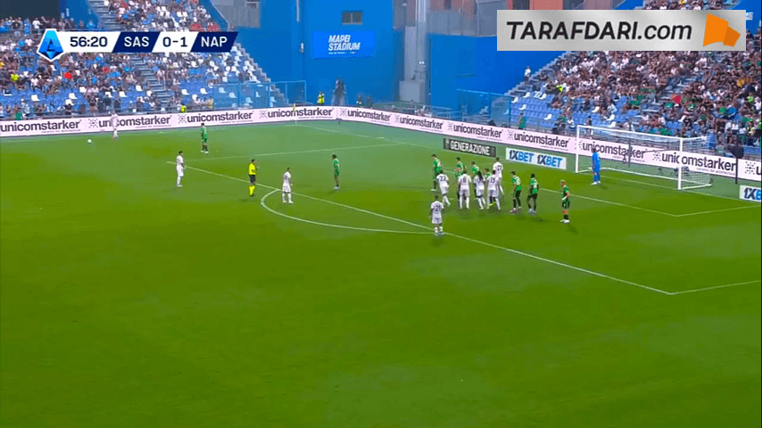 گلزنی از روی ضربه آزاد در اولین بازی رسمی؛ گل کوین دی بروین به ساسولو (ساسولو 0-2 ناپولی)