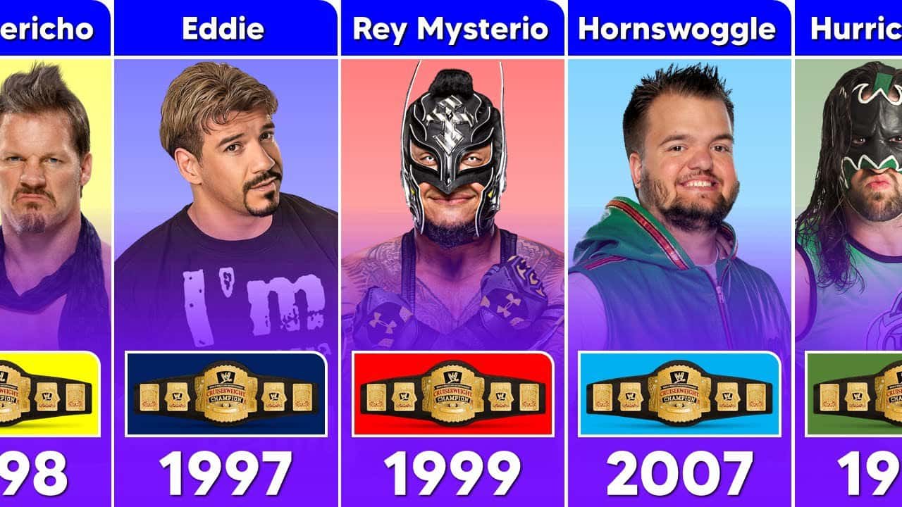 قهرمانان کمربند سبکوزن WWE - ری میستریو - کریس جریکو - ادی گوئررو - هورنسواگل