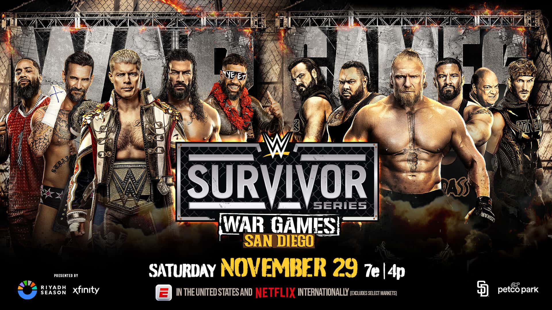 ترکیب وارگیمز 2025 با حضور سرشناس ترین ستارگان کشتی کج و WWE شامل براک لزنر، رومن رینز، سی ام پانک، کودی رودز و ...