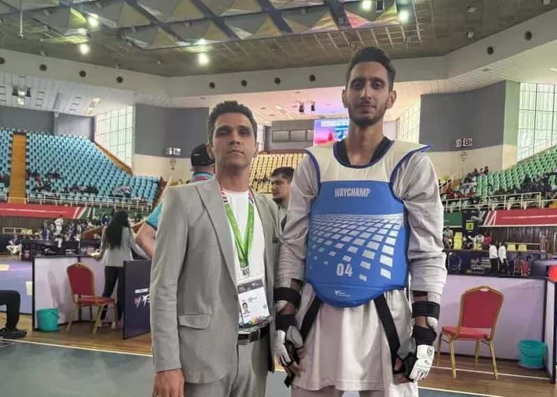 عکس از امیررضا غلامی تکواندوکار ایران در قهرمانی جوانان جهان