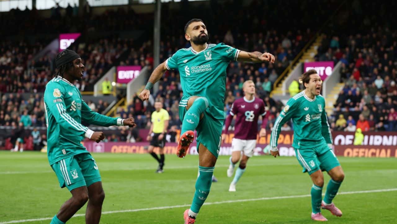 خوشحالی محمد صلاح پس از گلزنی به برنلی