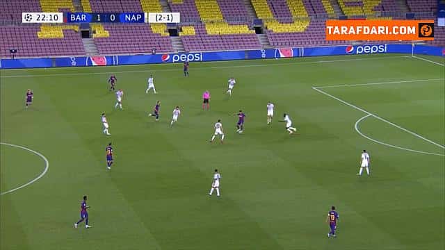گل انفرادی زیبای لیونل مسی به ناپولی (بارسلونا 2-0 ناپولی)