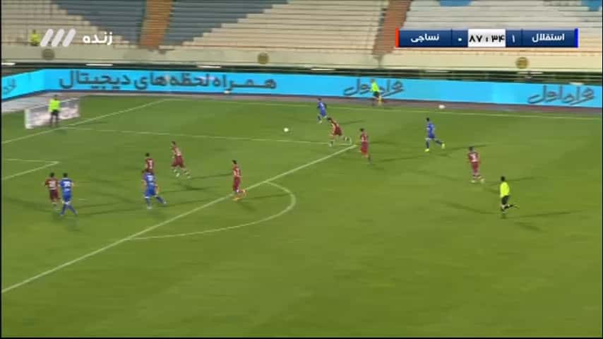 پنالتی از دست رفته استقلال مقابل نساجی با ضربه چیپ قایدی (استقلال 1-0 نساجی)