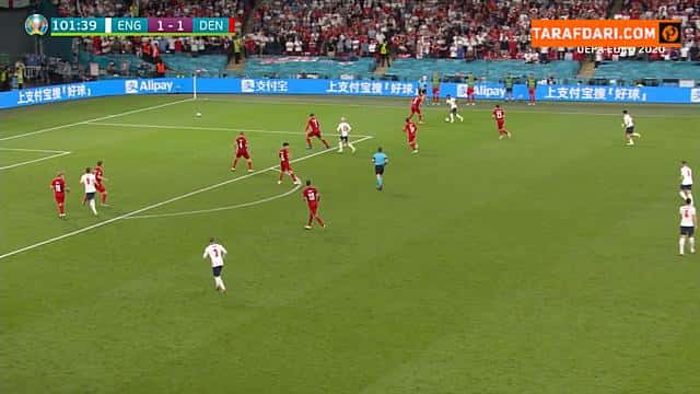 گل هری کین به دانمارک (انگلیس 2-1 دانمارک)