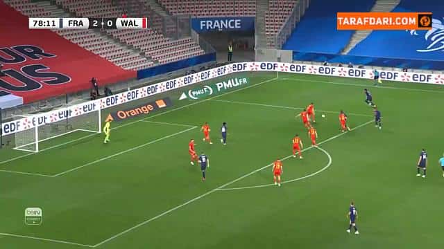 گل عثمان دمبله به ولز (فرانسه 3-0 ولز)