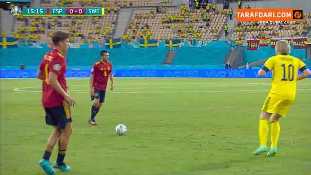 واکنش زیبای رابین اولسن در مقابل ضربه سر دنی اولمو (اسپانیا 0-0 سوئد)