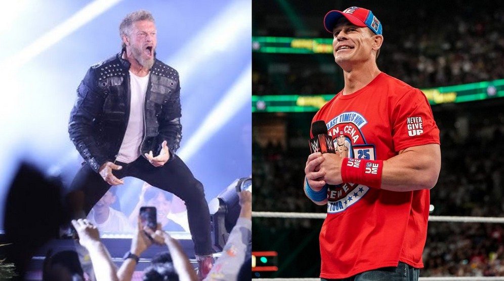 جان سینا و اج، ستارگان کشتی کج که به ترتیب در wwe و aew هستند.