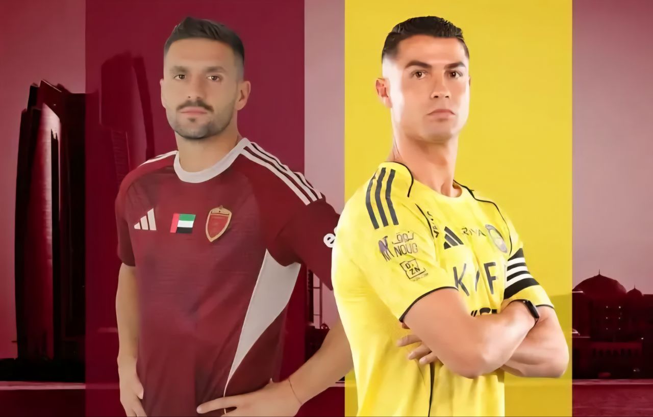 عکس از پوستر بازی النصر و الوحده با حضور کریستیانو رونالدو و دوشان تادیچ