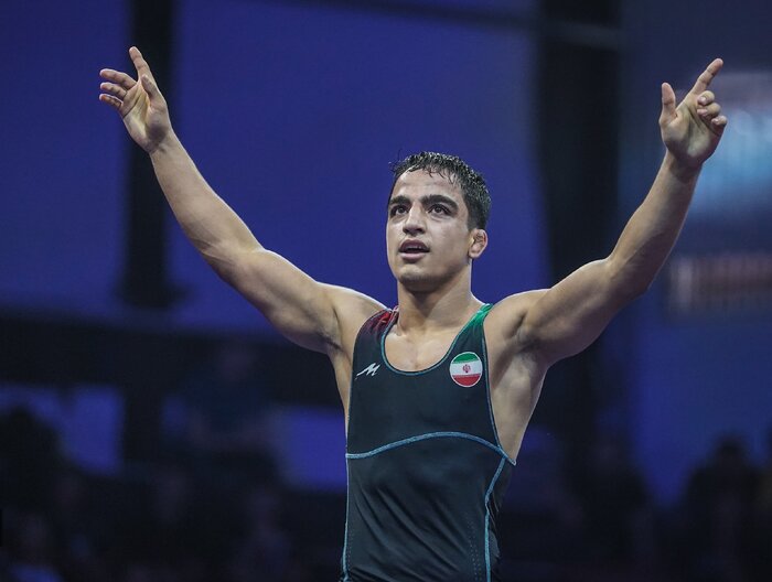 عکس از احمد جوان در مسابقات کشتی قهرمانی جهان ۲۰۲۵