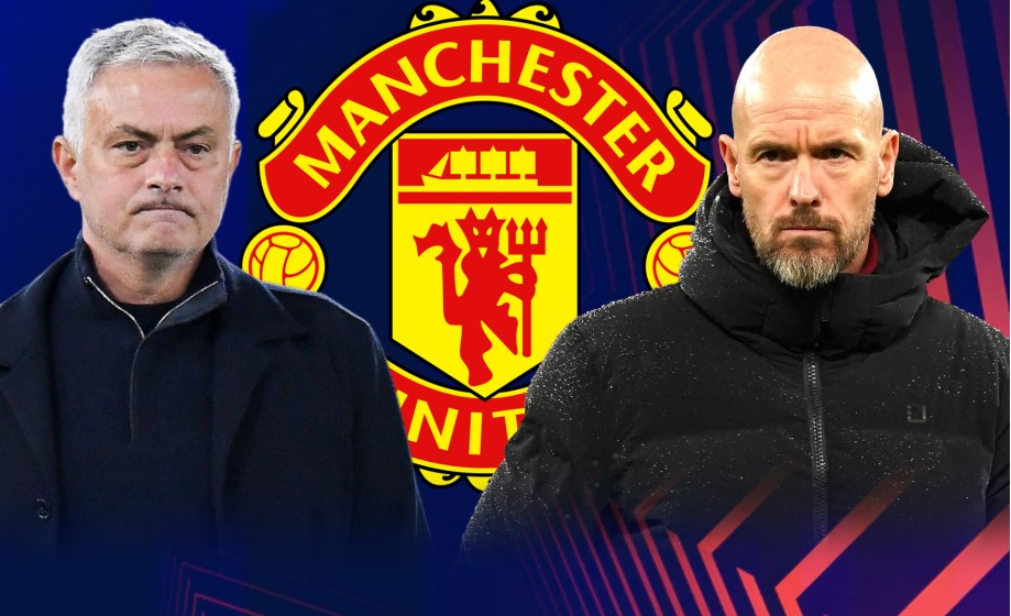 اریک تن هاخ سرمربی هلندی و ژوزه مورینیو سرمربی پرتغالی - منچستریونایتد