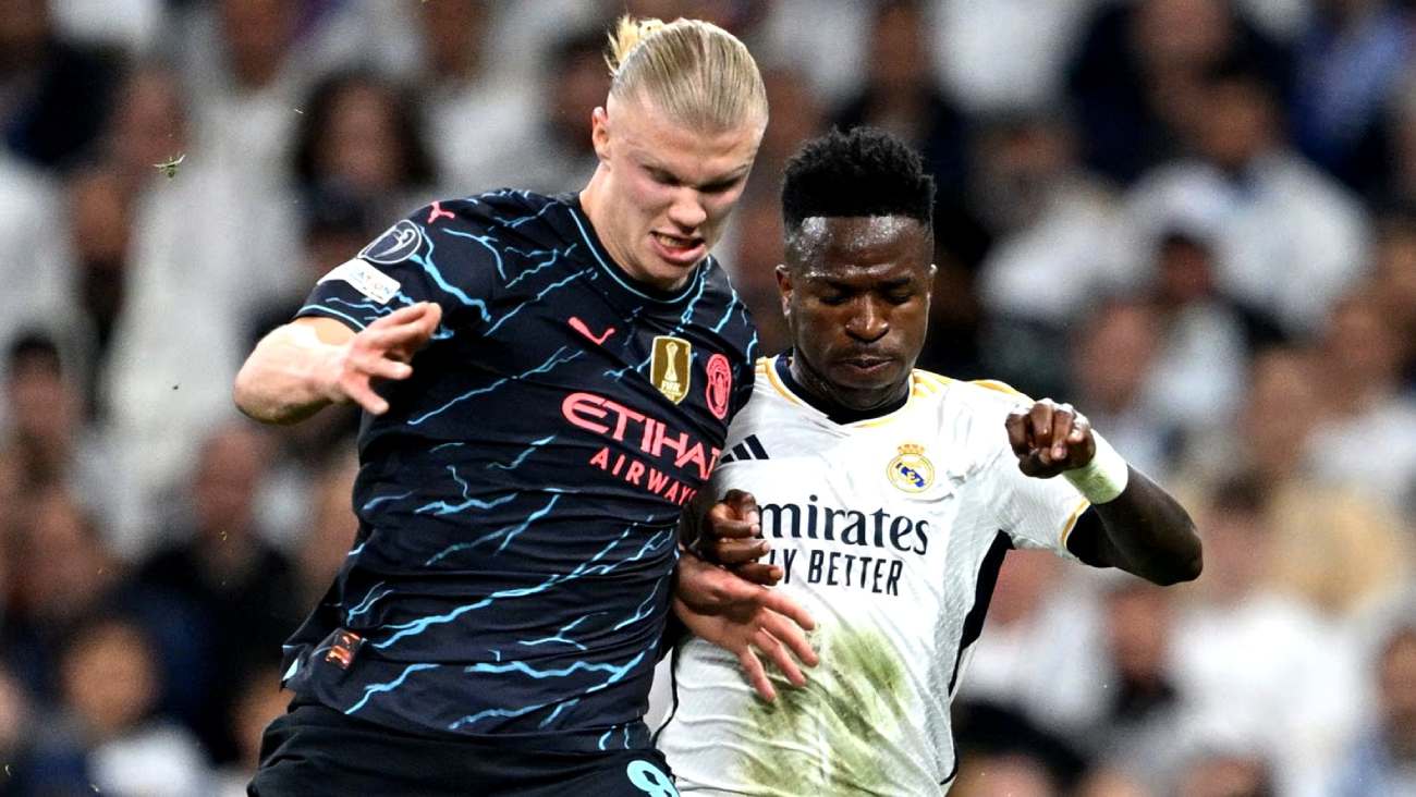 دوئل ارلینگ هالند و وینیسیوس جونیور در بازی رئال مادرید و منچسترسیتی