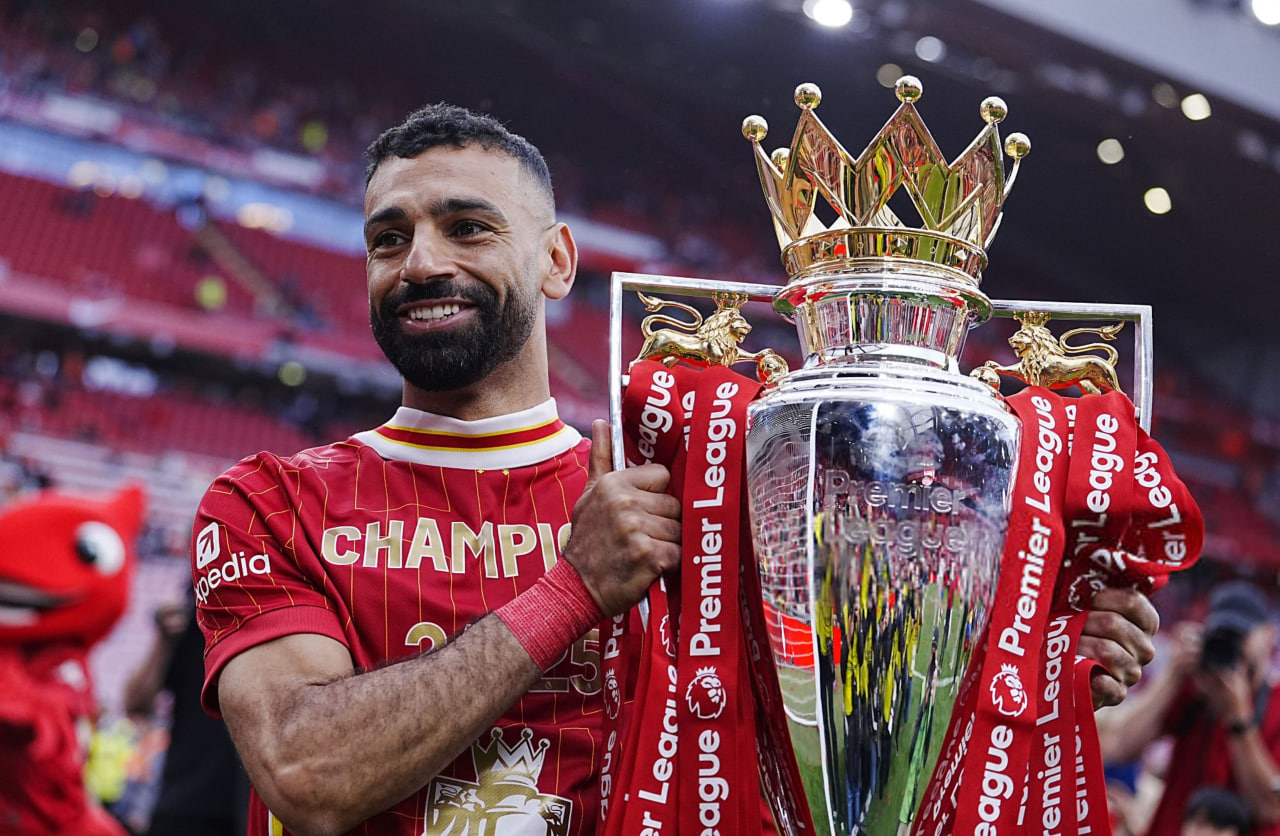 محمد صلاح در جشن قهرمانی لیورپول در لیگ برتر انگلیس 
