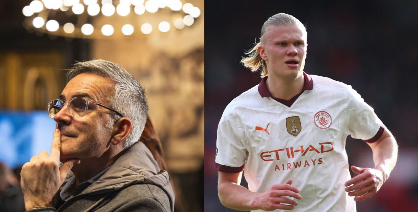 ارلینگ هالند در پیراهن منچسترسیتی - ویکتور فونت، رئیس باشگاه بارسلونا