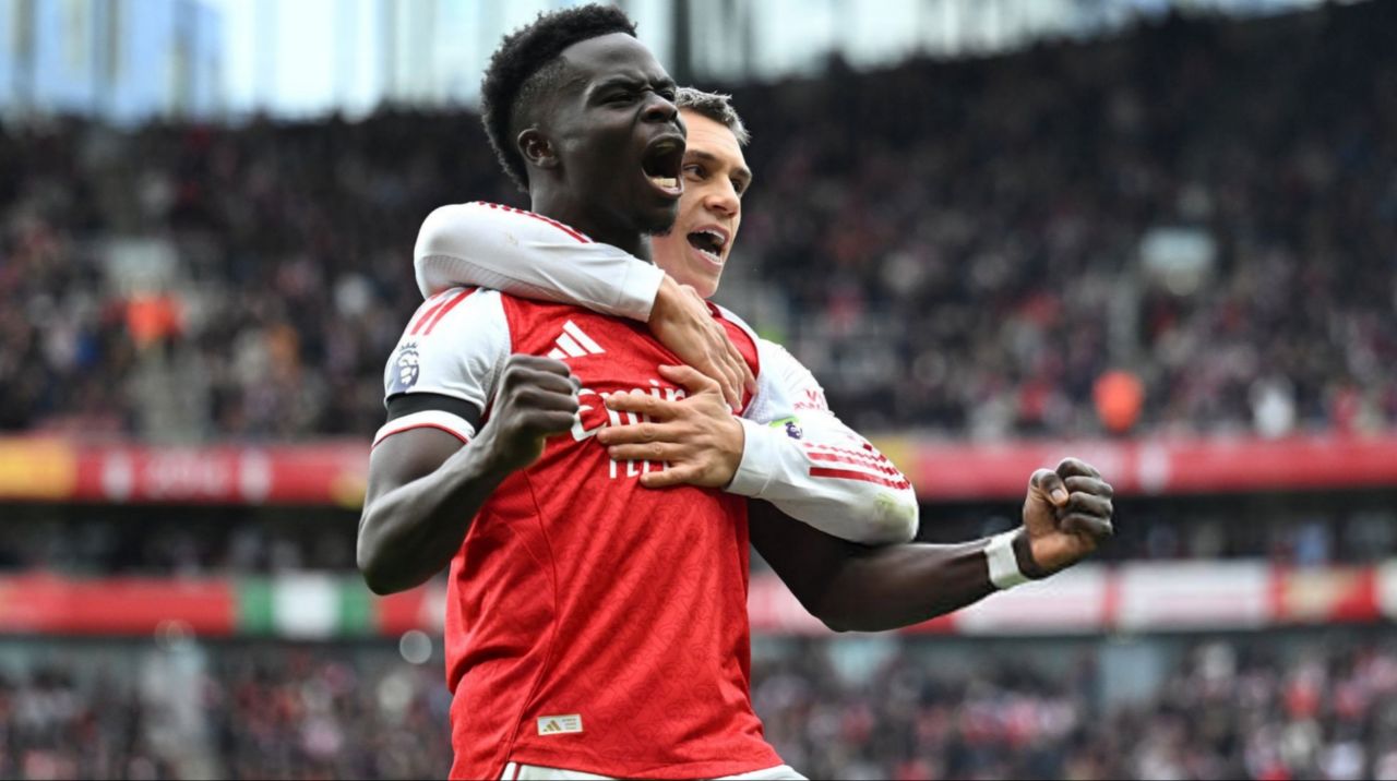 خوشحالی بوکایو ساکا پس از گلزنی مقابل وست هم