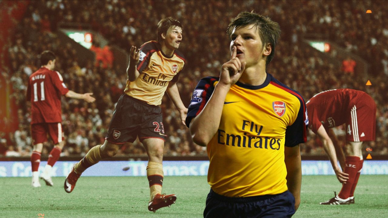 خوشحالی آندری آرشاوین پس از گلزنی مقابل لیورپول 