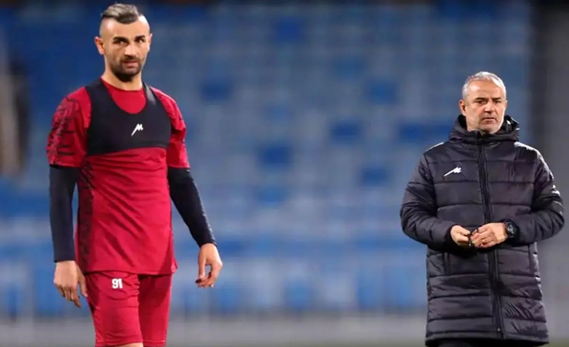 سردار دورسون مهاجم ترک پرسپولیس و اسماعیل کارتال سرمربی ترک تبار پرسپولیس تهران - لیگ برتر ایران