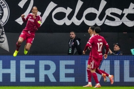 لیگ قهرمانان اروپا - شادی گل بازیکنان لیورپول مقابل آینتراخت فرانکفورت