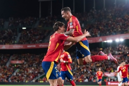 شادی گل بازیکنان تیم ملی اسپانیا - انتخابی جام جهانی ۲۰۲۶ - گرجستان