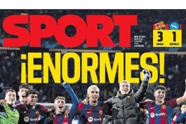 روزنامه اسپورت - صعود بارسلونا به یک‌چهارم لیگ قهرمانان