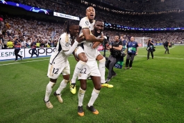 شادی آنتونیو رودیگر پس از صعود رئال مادرید به فینال لیگ قهرمانان اروپا