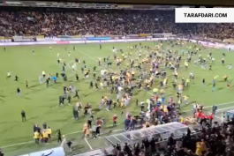 هجوم هواداران رودا کرکراد به زمین مسابقه با تصور صعود به لیگ برتر هلند! / فیلم