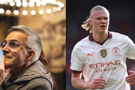 ارلینگ هالند در پیراهن منچسترسیتی - ویکتور فونت، رئیس باشگاه بارسلونا