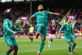 خوشحالی محمد صلاح پس از گلزنی به برنلی