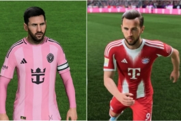 شبیه‌سازی لیونل مسی با پیراهن اینتر میامی و هری کین با پیراهن بایرن مونیخ در EA FC 26 