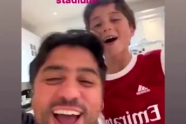 خوشحالی کیا جورابچیان با پسرش بعد از قهرمانی آرسنال در جام خیریه