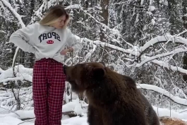 بچه ها این خرس واقعیه؟اگه واقعیه چرا به دختره کاری نداره؟