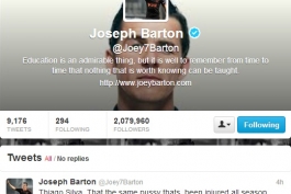 انتقاد جوی بارتون از تیاگو سیلوا در توییتر