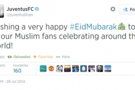 باشگاه یوونتوس عید فطر را به مسلمانان تبریک گفت
